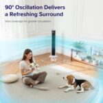 LEVOIT Tower Fan for Bedroom. Standing Fan with 28dB Quiet for Sleep. Remoter. 12H Timer. 25ft/s Velocity. 5 Speeds. 4 Modes. 90° Oscillation for Home. Office. Indoor. Bladeless 36 inch. White - Image 3