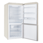 ⁦Hoover 300L Bottom Mount Retro Style Refrigerator.Total No Frost Design.Humidity Control. Electronic Control & LED Light. Silver Strip & Ice Twister.1 Year Warranty. Cream – HBR-M300-RC⁩ - الصورة ⁦2⁩