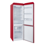 ⁦Hoover 300L Bottom Mount Retro Style Refrigerator. Total No Frost Design. Metal Texture Handle. Electronic Control & LED Light. Silver Strip & Ice Twister. 1 Year Warranty.Red – HBR-M300-RR⁩ - الصورة ⁦4⁩