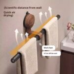 Suction Cup Walnut Towel Rack Antique Style No-Punch Wall Hanging Bathroom Towel Round Ring Bathroom Bath Towel Hanging Shelf (PACK OF 5) - Image 2
