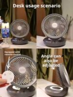 Fan rechargeable portable hovering folding circulation fan office home kitchen car desk wall dual-use - Image 2