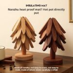 Solid wood heat insulating mat dinner mat anti-scald mat household high temperature resistant table mat pot mat coaster casserole mat Premium Sense (PACK OF 3)