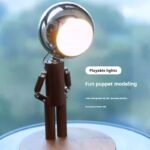 Penalty Spaceman Table Lamp Bedroom Bedside Living Room Ambiance Table With Solid Wood Desktop Arrangement Rechargeable Three Colors Infinitely Dimmable Brightness - Image 2