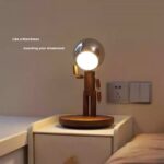Penalty Spaceman Table Lamp Bedroom Bedside Living Room Ambiance Table With Solid Wood Desktop Arrangement Rechargeable Three Colors Infinitely Dimmable Brightness - Image 4