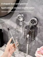 ⁦Suction Cup Toothbrush Holder Shelf No-Punch Electric Toothbrush Mouthwash Cup Family Dental Couple Brush Cup Hanging Holder (PACK OF 4)⁩ - الصورة ⁦4⁩